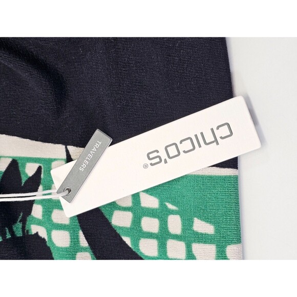 MW Women's 3 16/18 Chico's Travelers Floral Abstract Cap Sleeve Tunic Top NWT - Picture 7 of 9